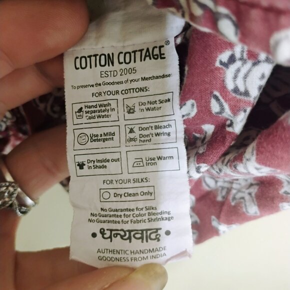 Cotton Cottage Global Block Print Tunic Top M Red White India Cotton - Picture 5 of 5